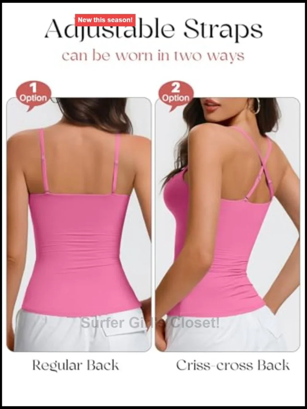 Padded Cami Tank with Built-In Bra, Double Lined, Spaghetti Strap